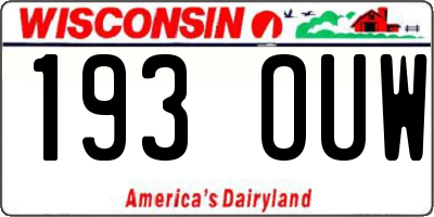WI license plate 193OUW