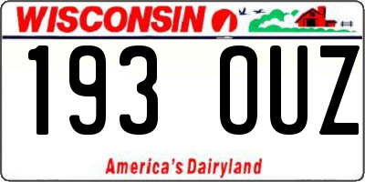 WI license plate 193OUZ