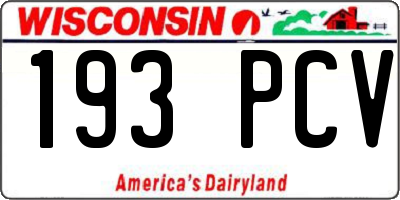 WI license plate 193PCV