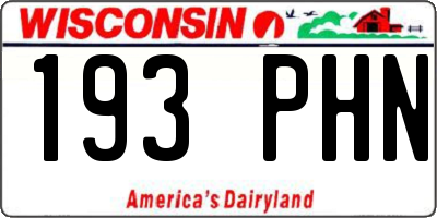 WI license plate 193PHN