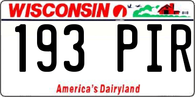 WI license plate 193PIR