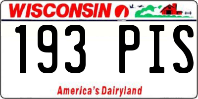 WI license plate 193PIS