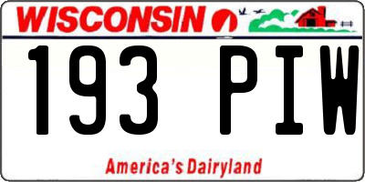 WI license plate 193PIW