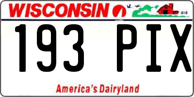 WI license plate 193PIX