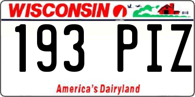 WI license plate 193PIZ