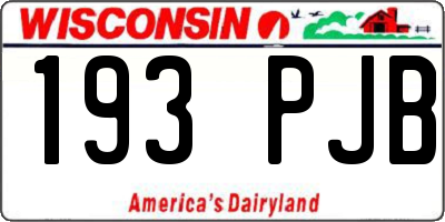 WI license plate 193PJB