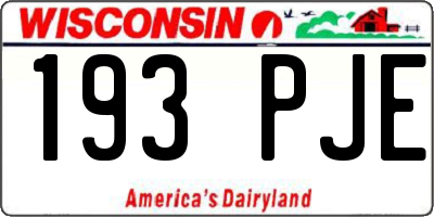 WI license plate 193PJE