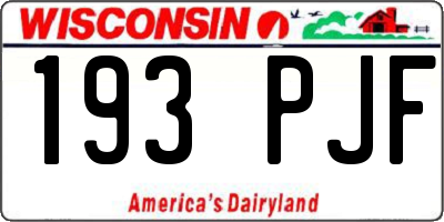WI license plate 193PJF