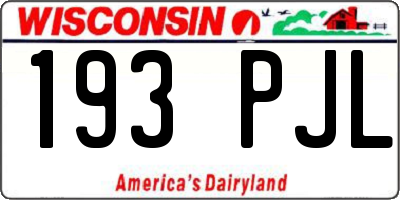 WI license plate 193PJL