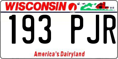 WI license plate 193PJR