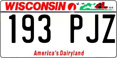 WI license plate 193PJZ