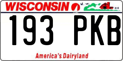 WI license plate 193PKB