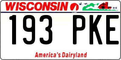 WI license plate 193PKE
