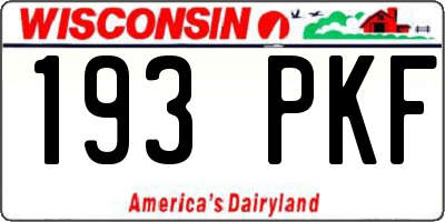 WI license plate 193PKF