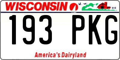 WI license plate 193PKG