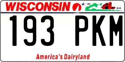 WI license plate 193PKM