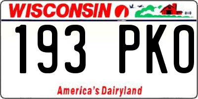 WI license plate 193PKO