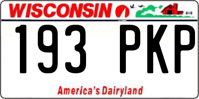 WI license plate 193PKP