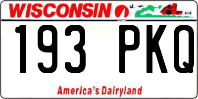 WI license plate 193PKQ