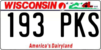 WI license plate 193PKS