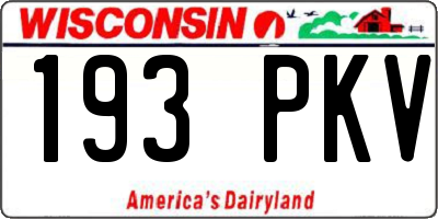 WI license plate 193PKV