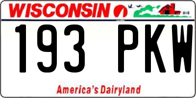 WI license plate 193PKW