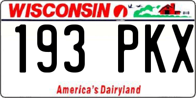 WI license plate 193PKX