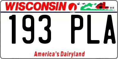 WI license plate 193PLA