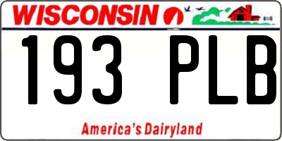 WI license plate 193PLB