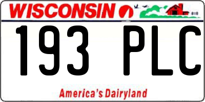 WI license plate 193PLC