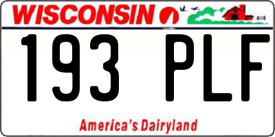 WI license plate 193PLF