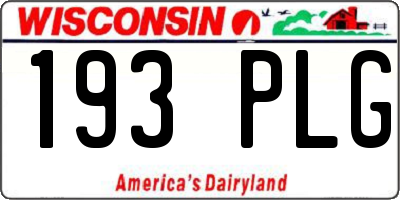 WI license plate 193PLG