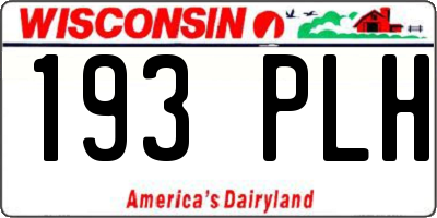 WI license plate 193PLH