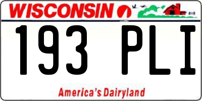 WI license plate 193PLI