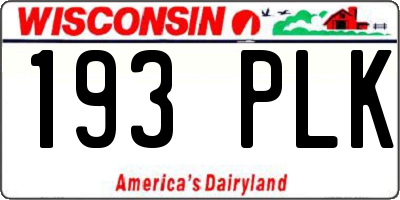 WI license plate 193PLK