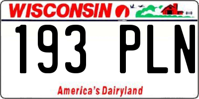 WI license plate 193PLN