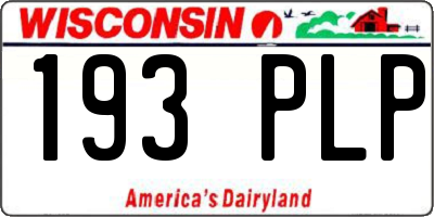 WI license plate 193PLP
