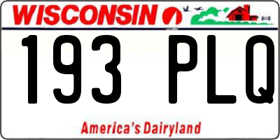 WI license plate 193PLQ