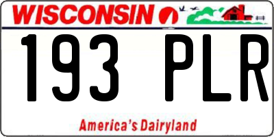 WI license plate 193PLR