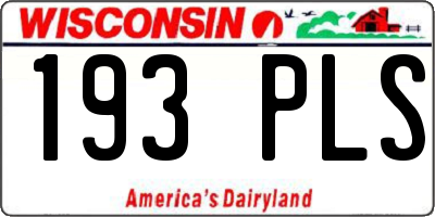 WI license plate 193PLS