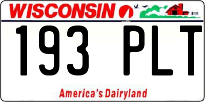 WI license plate 193PLT