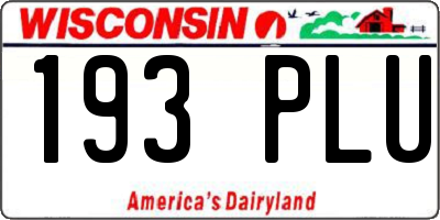WI license plate 193PLU