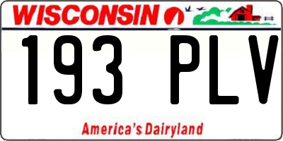 WI license plate 193PLV