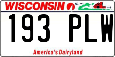 WI license plate 193PLW