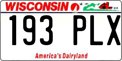 WI license plate 193PLX