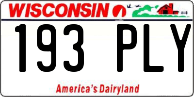 WI license plate 193PLY