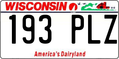 WI license plate 193PLZ