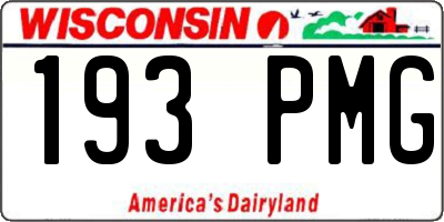 WI license plate 193PMG