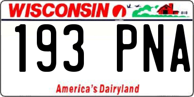 WI license plate 193PNA