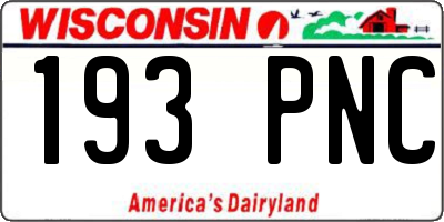 WI license plate 193PNC